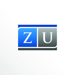 Initial Letter ZU Square Logo Design	
