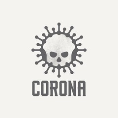 negative space devil virus logo vector  