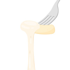 Tteokbokki Noodle vector. korean food. Mozzarella cheese. cheese stretch. Cheese on white background.