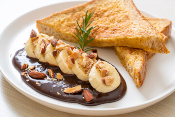French toast with banana chocolate almonds