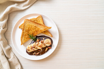 French toast with banana chocolate almonds