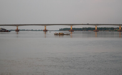 Kizuna bridge, located on Mekong river, just off the shore of provincial town of Kampong Cham, Cambodia