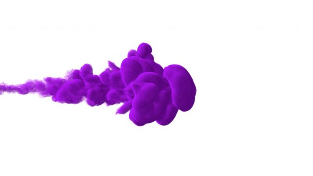 3D animation of the purple ink or smoke against the white background rendered in UHD, luma matte is included