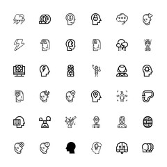 Editable 36 brain icons for web and mobile