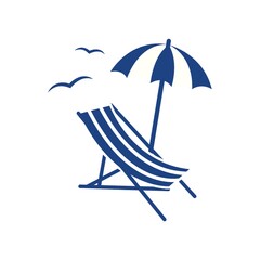 Beach parasol and lounge chair