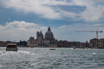  panoramic view from the adriatic sea of San Marco square in a cloudy day, Venice, Italy