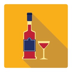 Wine bottle and wine glass
