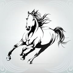 Silhouette of the running horse