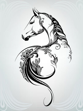 Tribal horse tattoo, Stock Vector, Vector And Low Budget Royalty Free  Image. Pic. ESY-024599094 | agefotostock