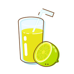 Lime vector on white background. Half lime vector. Lemon juice.