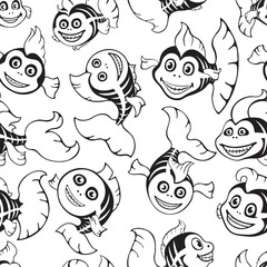 Naklejka premium Cute fish skeletons. Halloween seamless pattern.
