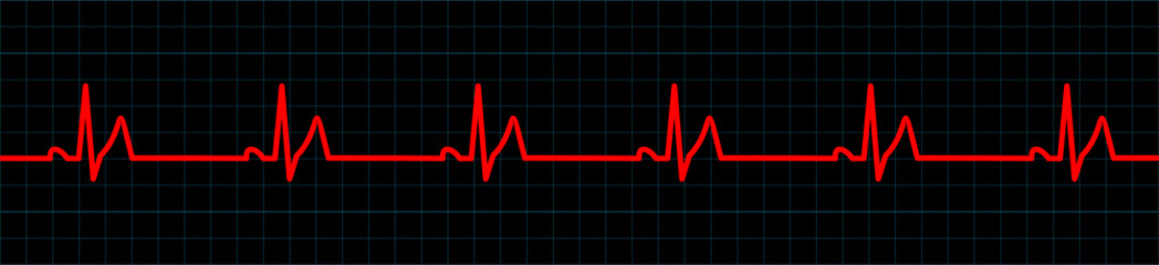 Naklejka premium Red Heartbeat Pulse Monitor. EKG and Cardio symbol