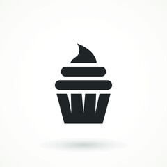 vanilla cream cupcake muffin icon illustration confectionery bakery pastry icon sign logo on isolated background Sweet food symbol