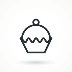 Obraz premium vanilla cream cupcake muffin icon illustration confectionery bakery pastry line icon sign logo on isolated background Sweet food symbol