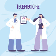 telemedicine, physicians professional staff medical treatment and online healthcare services