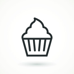 vanilla cream cupcake muffin icon illustration confectionery bakery pastry line icon sign logo on isolated background Sweet food symbol