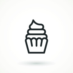 vanilla cream cupcake muffin icon illustration confectionery bakery pastry line icon sign logo on isolated background Sweet food symbol