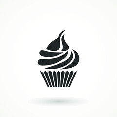 vanilla cream cupcake muffin icon illustration confectionery bakery pastry icon sign logo on isolated background Sweet food symbol
