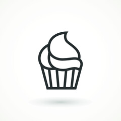 vanilla cream cupcake muffin icon illustration confectionery bakery pastry line icon sign logo on isolated background Sweet food symbol