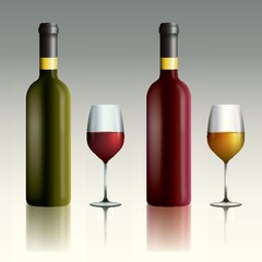 Wine bottles and glasses