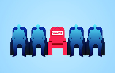 Vacancy, recruitment, vacancy sign hanging on red chair
