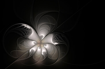 Computer generated light fractal flower on a black background