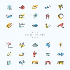 Summer vacation icon set