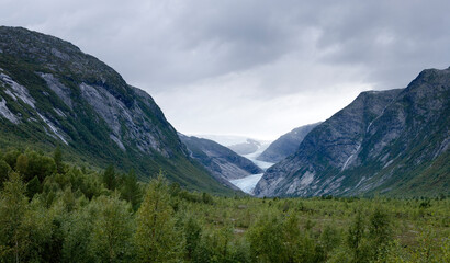 Fototapeta na wymiar Jostedal glacier in central Norway and mountains