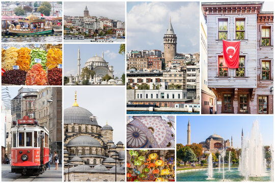 Travel images collage of Istanbul,