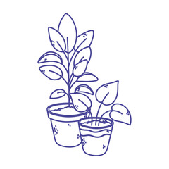 potted plants gardening interior decoration isolated icon design