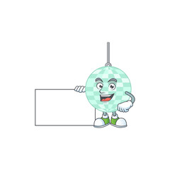 Disco ball cartoon drawing Thumbs up holding a white board