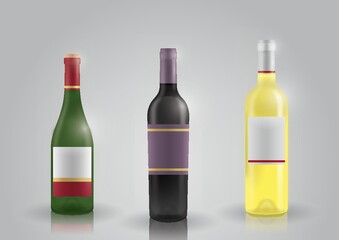 Set of wine bottles