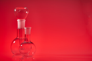 Chemical vessels. Glass flasks. Laboratory utensil.