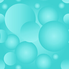 Seamless repeat pattern of blue circle spheres in a blue background.  Tile, wallpaper, fabric design.