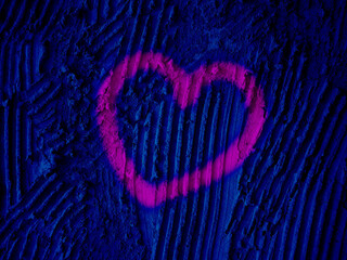 Abstract Blue and Magenta heart symbol cement background.