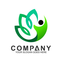 Health Care Logo, Family Logo, Family Nutrition, People With Leaf Logo Vector