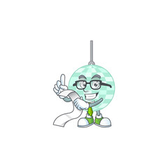 cartoon mascot design of disco ball holding a menu list