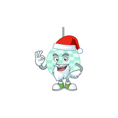 Disco ball Santa cartoon design concept with ok finger