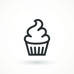 cupcake editable line stroke icon muffin vanilla cream illustration confectionery bakery pastry line icon sign logo on isolated background Sweet food symbol