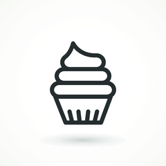 cupcake editable line stroke icon muffin vanilla cream illustration confectionery bakery pastry line icon sign logo on isolated background Sweet food symbol