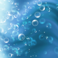 bubbles in the blue water