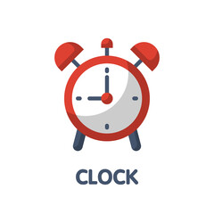 Clock flat icon style design illustration on white background