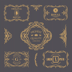 Calligraphic vintage floral frames collection