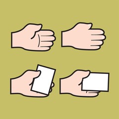 Set of hand holding paper icons