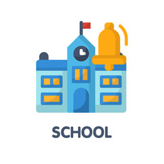 Fototapeta premium School flat icon style design illustration on white background