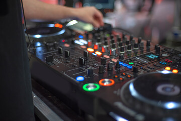 Fototapeta na wymiar DJ mixing console