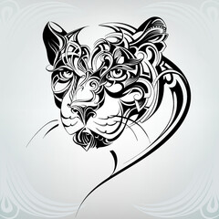 Head of a panther in a floral ornament © nutriaaa