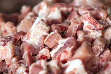 A pile of chopped pork ribs