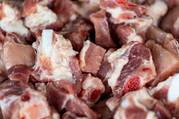 A pile of chopped pork ribs