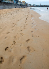 Main beach of the famous resort town Saint Malo in Brittany, France